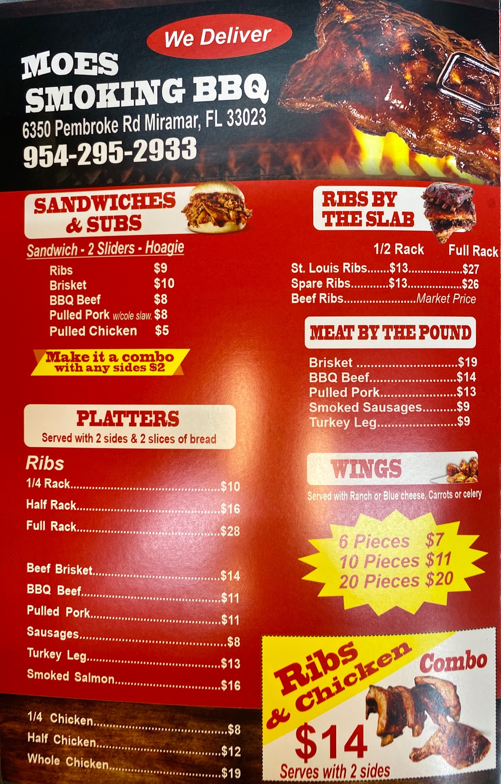 Moes Smoking BBQ | restaurant | 6350 Pembroke Rd, Miramar, FL 33023, USA | 9542952933 OR +1 954-295-2933