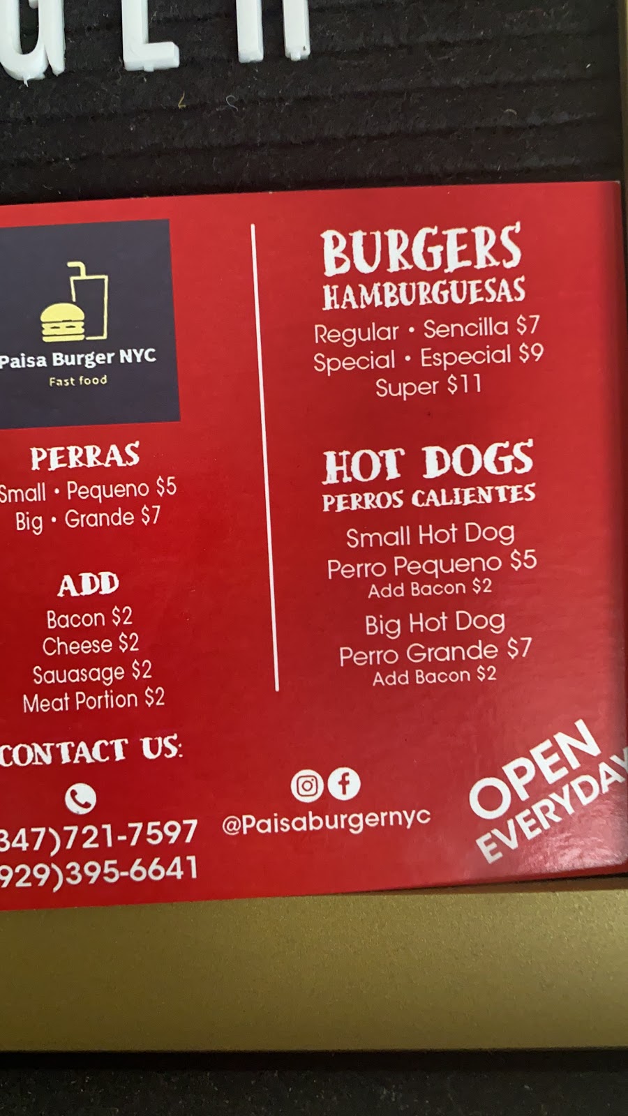PaisaBurgerNYC | restaurant | 89-02 Northern Blvd, Jackson Heights, NY 11372, USA | 3477217597 OR +1 347-721-7597