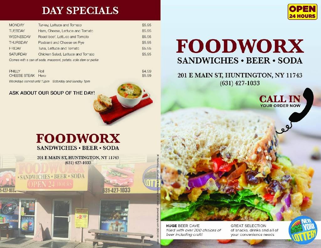 Foodworx Open 24hrs | meal takeaway | 201 E Main St E, Huntington, NY 11743, USA | 6314271033 OR +1 631-427-1033