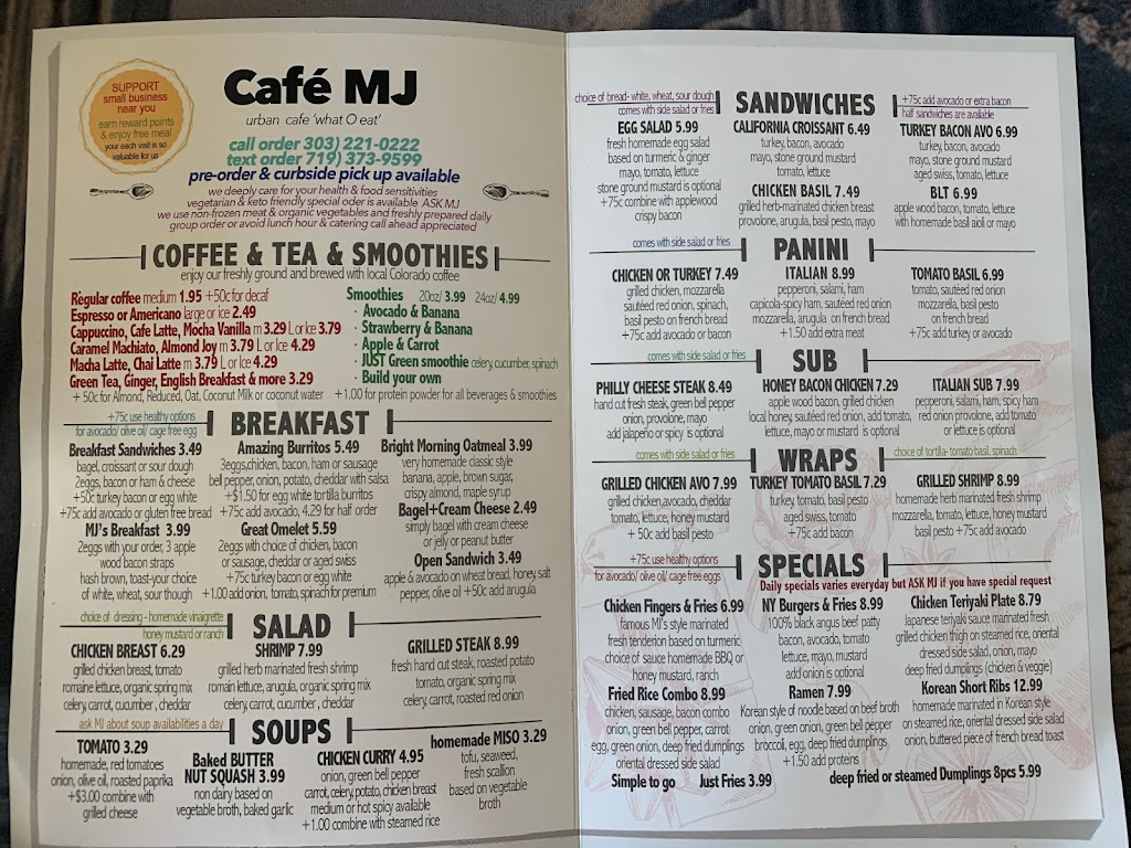 Cafe MJ What O Eat | restaurant | 5975 S Quebec St, Centennial, CO 80111, USA | 3032210222 OR +1 303-221-0222