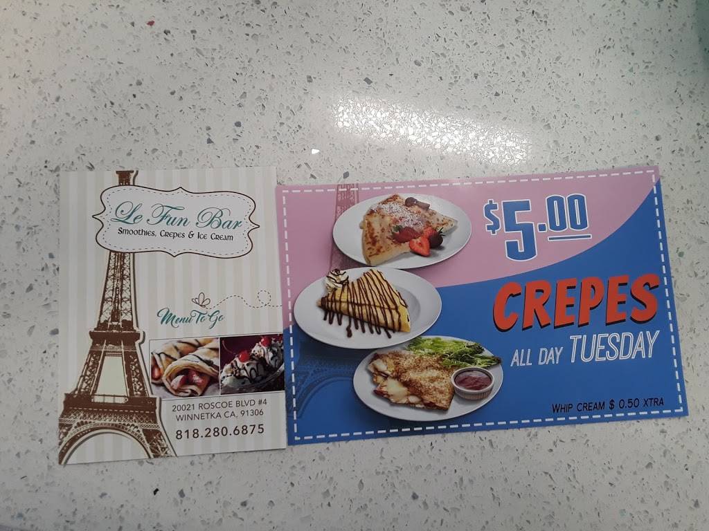 Crepas Le fun Bar | restaurant | 20021 Roscoe Blvd #4, Winnetka, CA 91306, USA | 8182806875 OR +1 818-280-6875