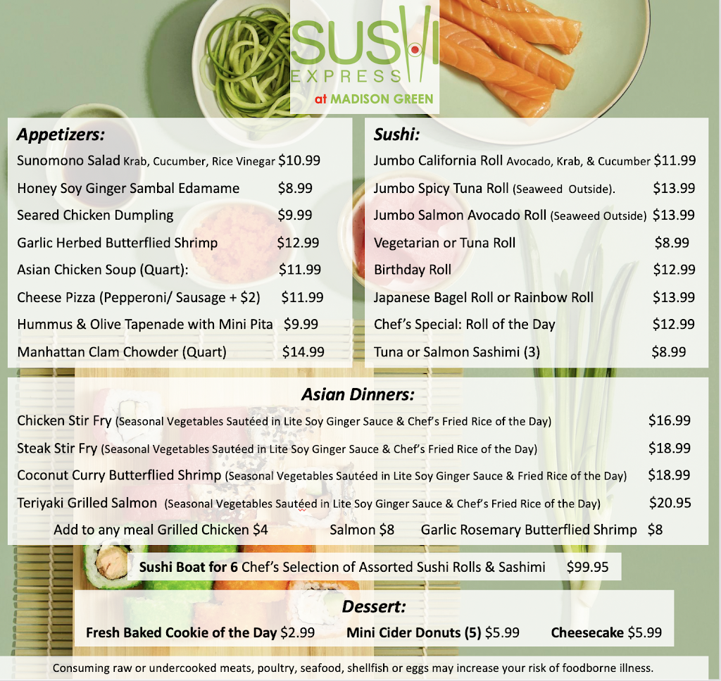 Sushi Express at Madison Green | restaurant | 2001 Crestwood Blvd N, Royal Palm Beach, FL 33411, USA | 5619261505 OR +1 561-926-1505