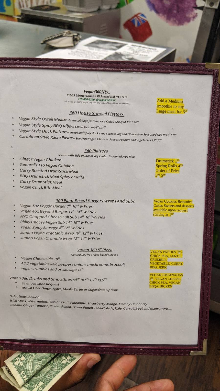 Vegan360Nyc | restaurant | 132-03 Liberty Ave, Queens, NY 11419, USA | 7184808290 OR +1 718-480-8290