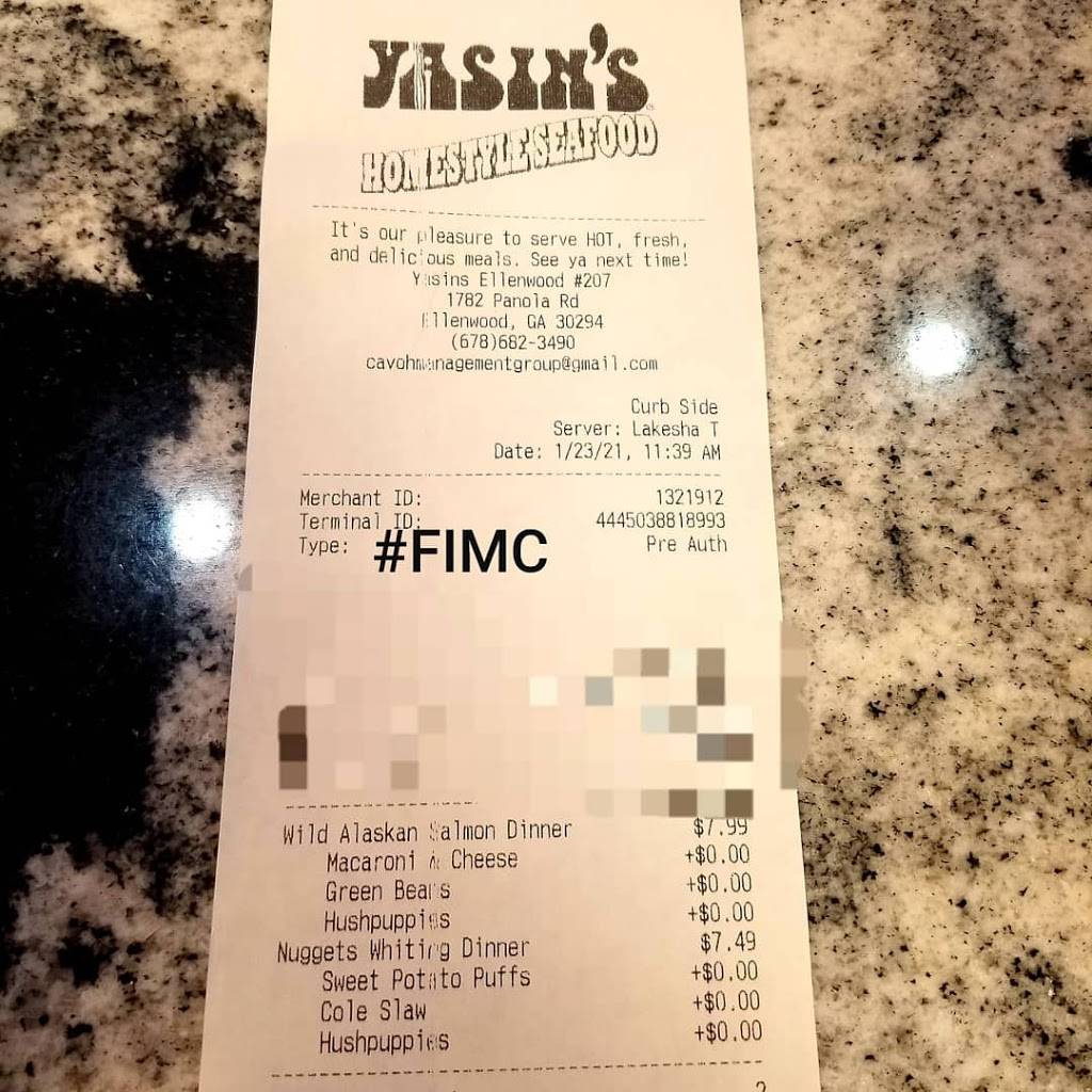 Yasins Homestyle Seafood | restaurant | 1782 Panola Rd, Ellenwood, GA 30294, USA | 6786823490 OR +1 678-682-3490