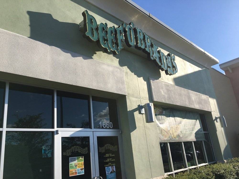 Beef O Bradys | restaurant | 1660 Bruce B Downs Blvd, Wesley Chapel, FL 33544, USA | 8139297744 OR +1 813-929-7744