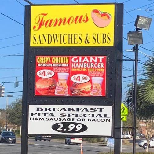 Famous Sandwiches & Subs - University West | restaurant | 2940 University Blvd W, Jacksonville, FL 32217, USA | 9045033121 OR +1 904-503-3121
