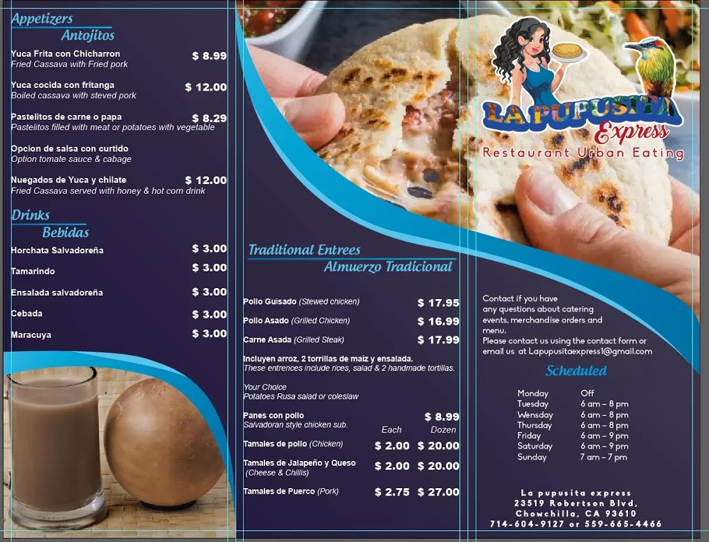 La pupusita express | restaurant | 23519 Robertson Blvd, Chowchilla, CA 93610, USA | 7146049127 OR +1 714-604-9127