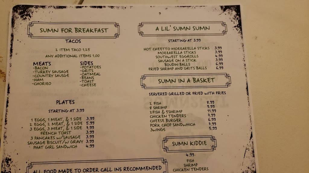 Sumn2Eat | restaurant | 11909 Tidwell Rd, Houston, TX 77044, USA | 8328100010 OR +1 832-810-0010