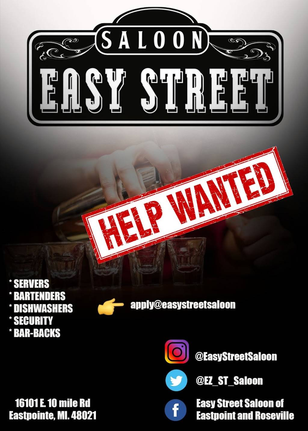 Easy Street Saloon of Eastpointe and Roseville | restaurant | 16101 E 10 Mile Rd, Eastpointe, MI 48021, USA | 5865851124 OR +1 586-585-1124