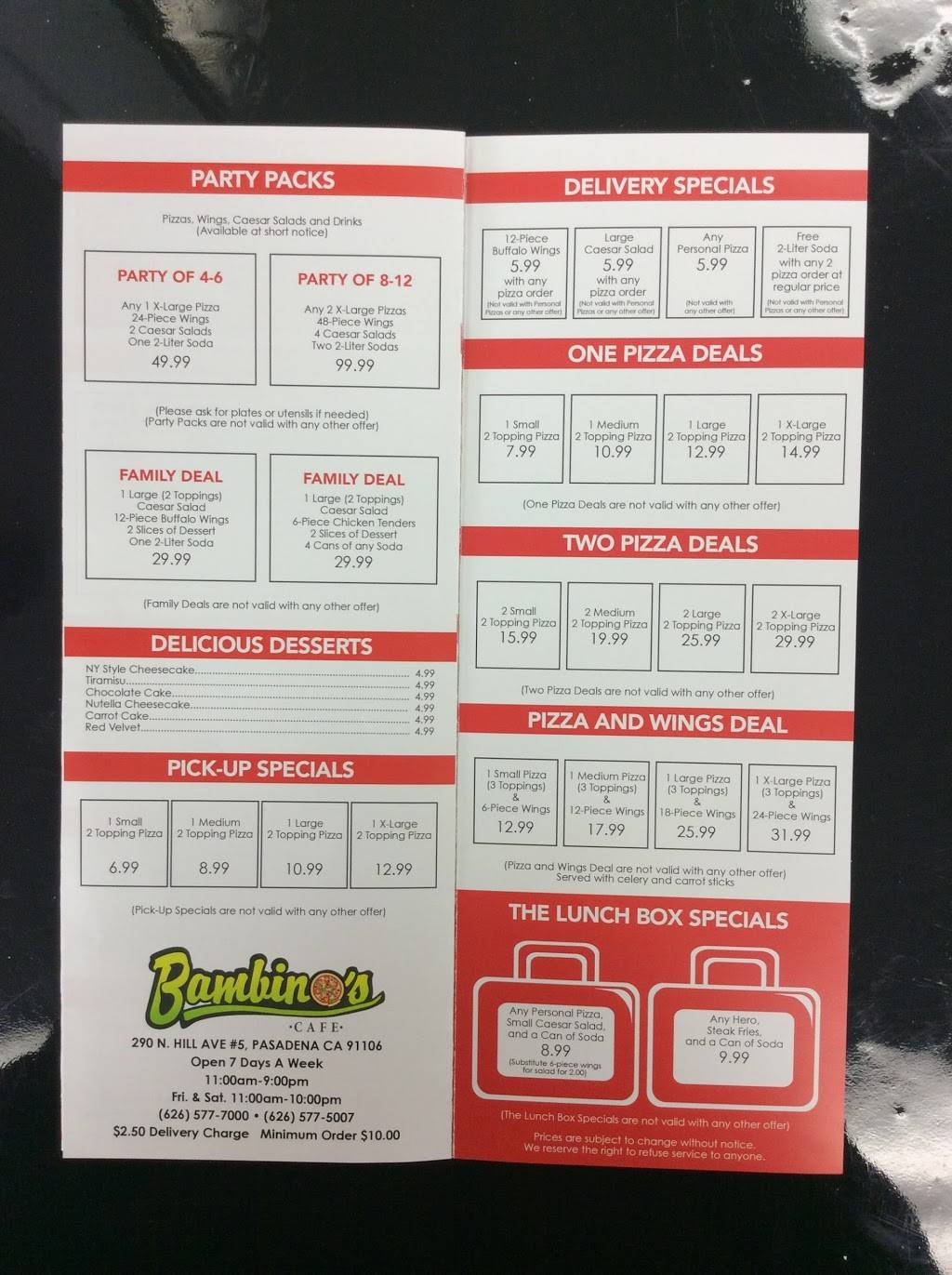 Cafe Bambinos | restaurant | 290 N Hill Ave, Pasadena, CA 91106, USA | 6265775007 OR +1 626-577-5007