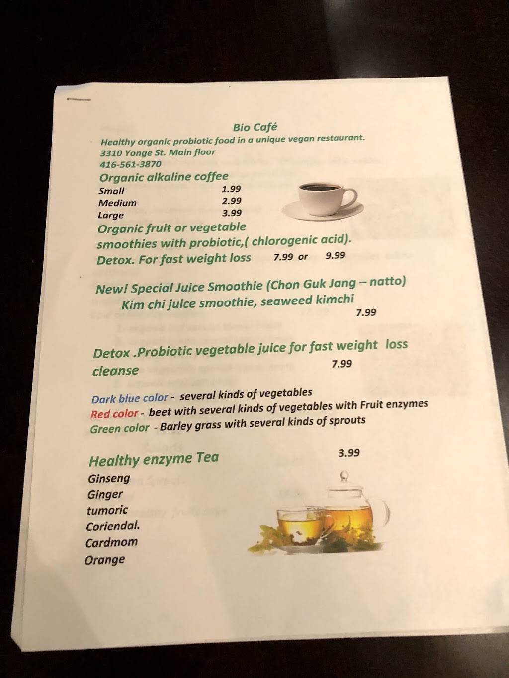 Bio Cafe | restaurant | 3310 Yonge St, Toronto, ON M4N 2M4, Canada | 4165613870 OR +1 416-561-3870