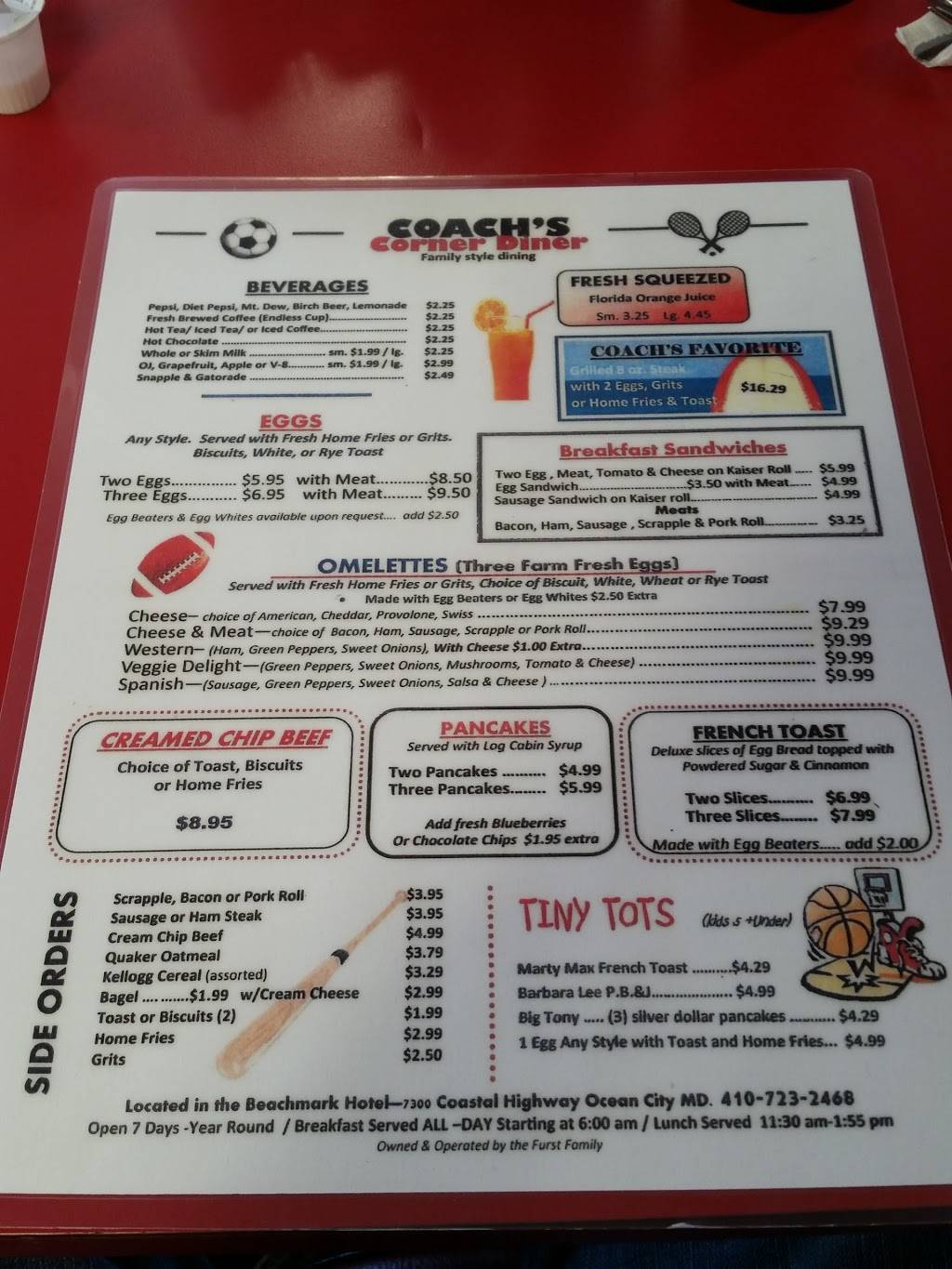 Coachs Corner Diner | restaurant | 7300 Coastal Hwy, Ocean City, MD 21842, USA | 4107232468 OR +1 410-723-2468