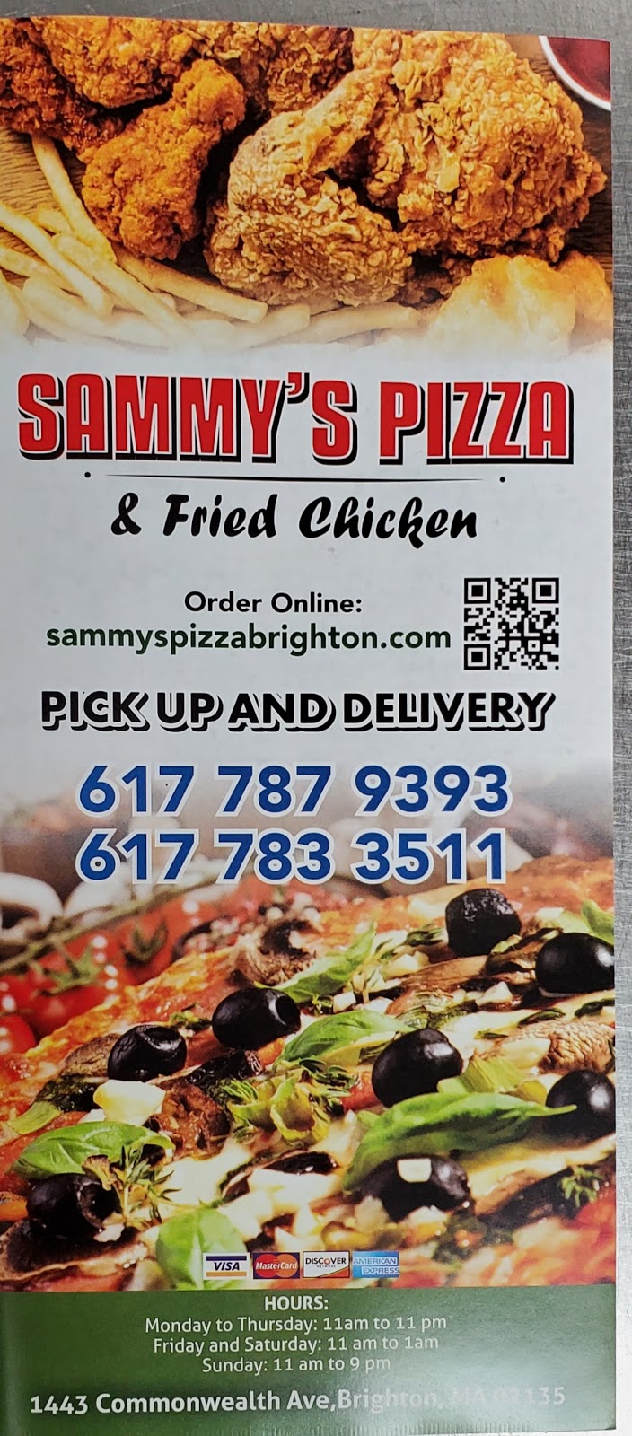 Sammys Pizza and Fried Chicken | restaurant | 1443 Commonwealth Avenue, Brighton, MA 02135, USA | 6177879393 OR +1 617-787-9393