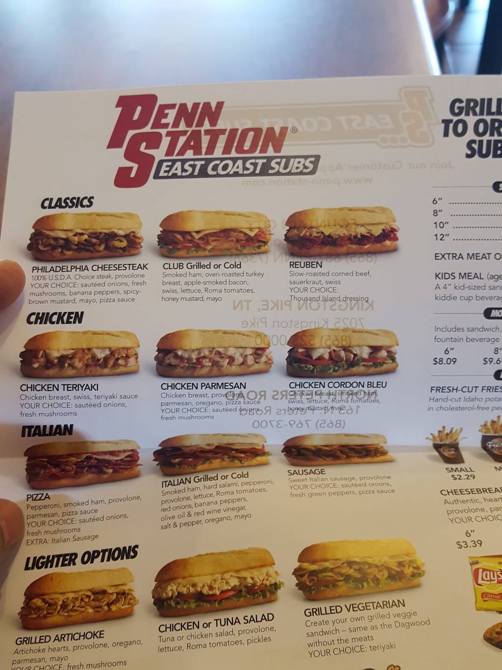 Penn Station East Coast Subs | meal takeaway | 7025 Kingston Pike, Knoxville, TN 37919, USA | 8655250000 OR +1 865-525-0000