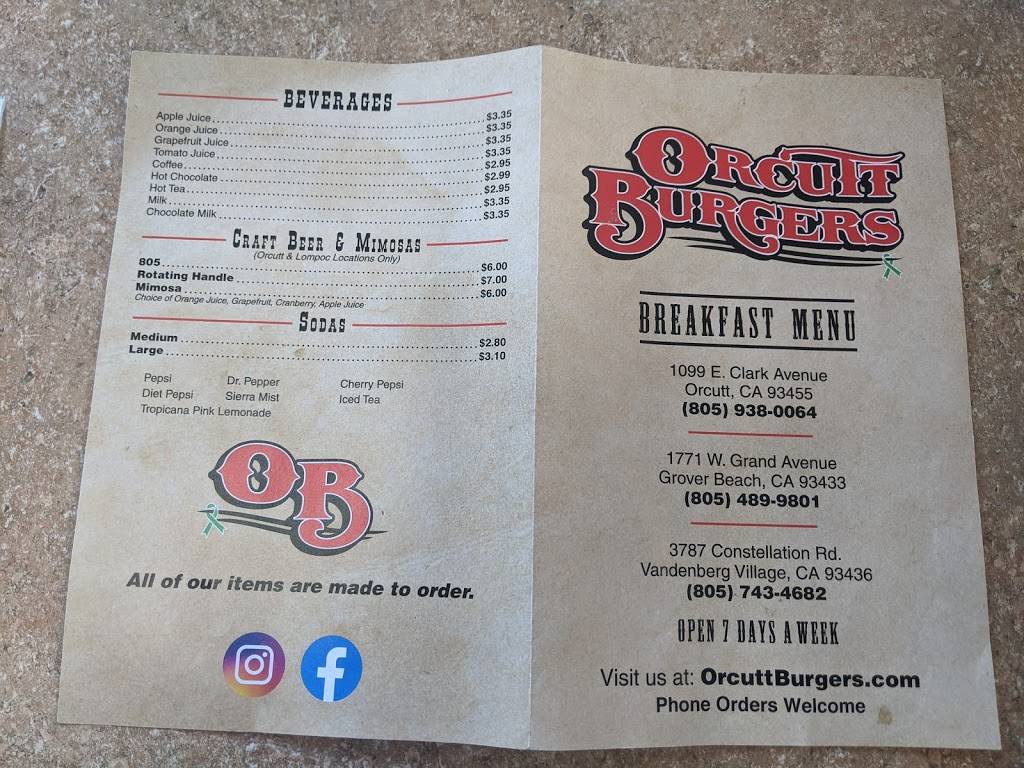 Orcutt Burgers | restaurant | 1771 W Grand Ave, Grover Beach, CA 93433, USA | 8054899801 OR +1 805-489-9801