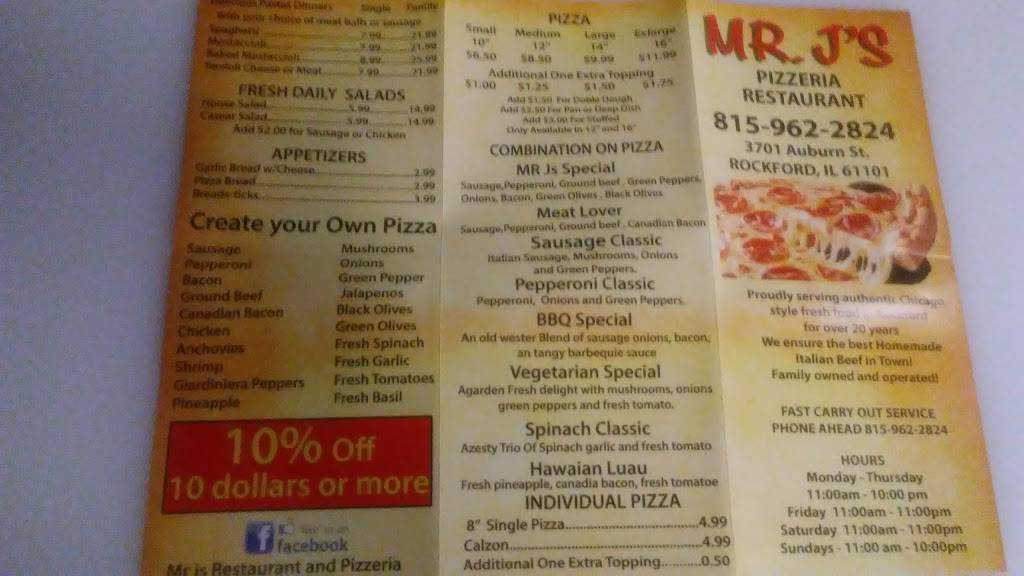 Mr.Js Restaurant & Pizzeria | restaurant | 3701 Auburn St, Rockford, IL 61101, USA | 8159622824 OR +1 815-962-2824