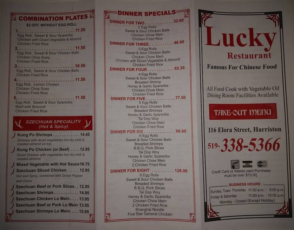Luckys Chinese Restaurant | restaurant | 116 Elora St S, Harriston, ON N0G 1Z0, Canada | 5193385366 OR +1 519-338-5366