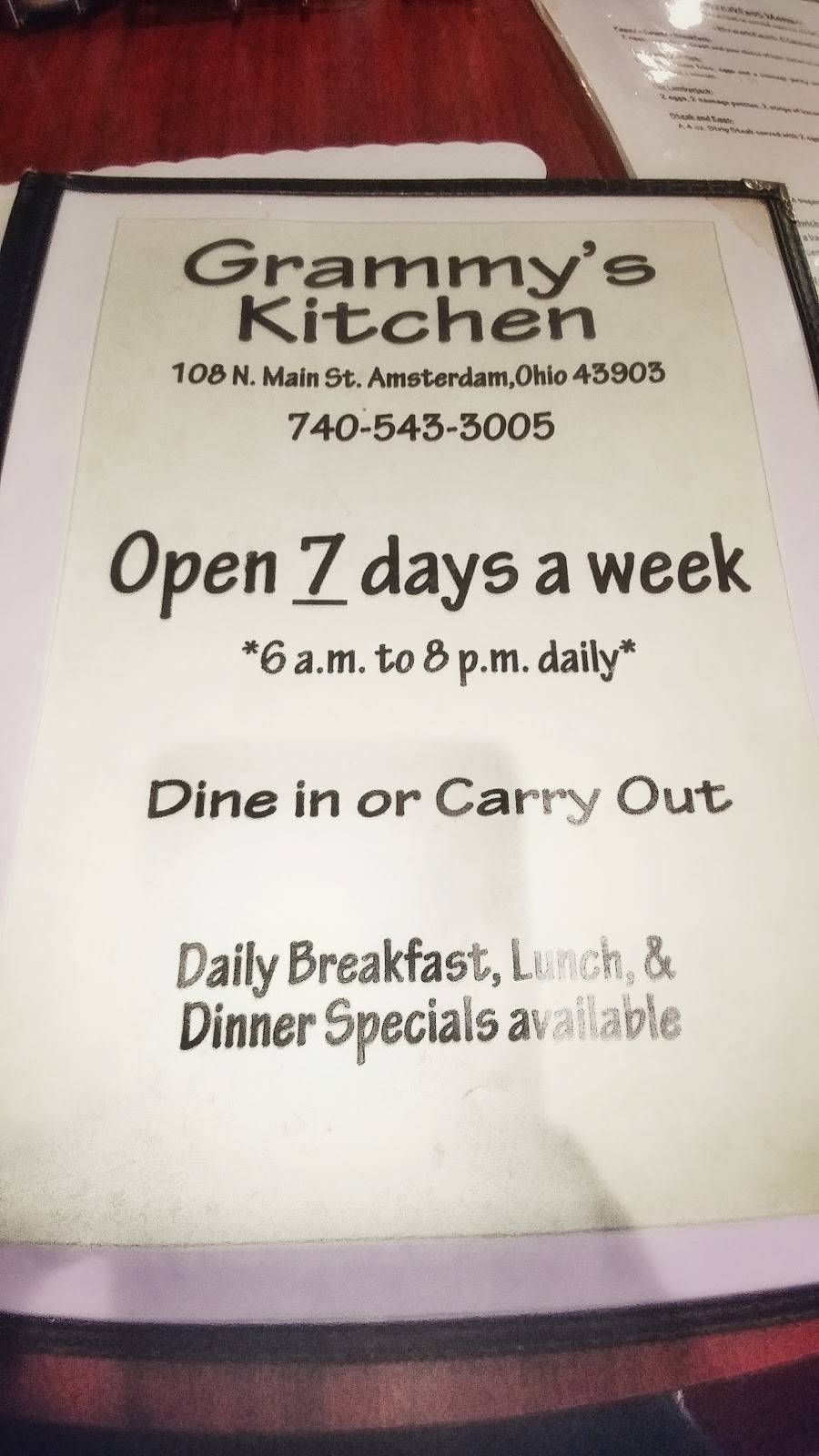 Grannys Kitchen | restaurant | Amsterdam, OH 43903, USA | 7405433005 OR +1 740-543-3005