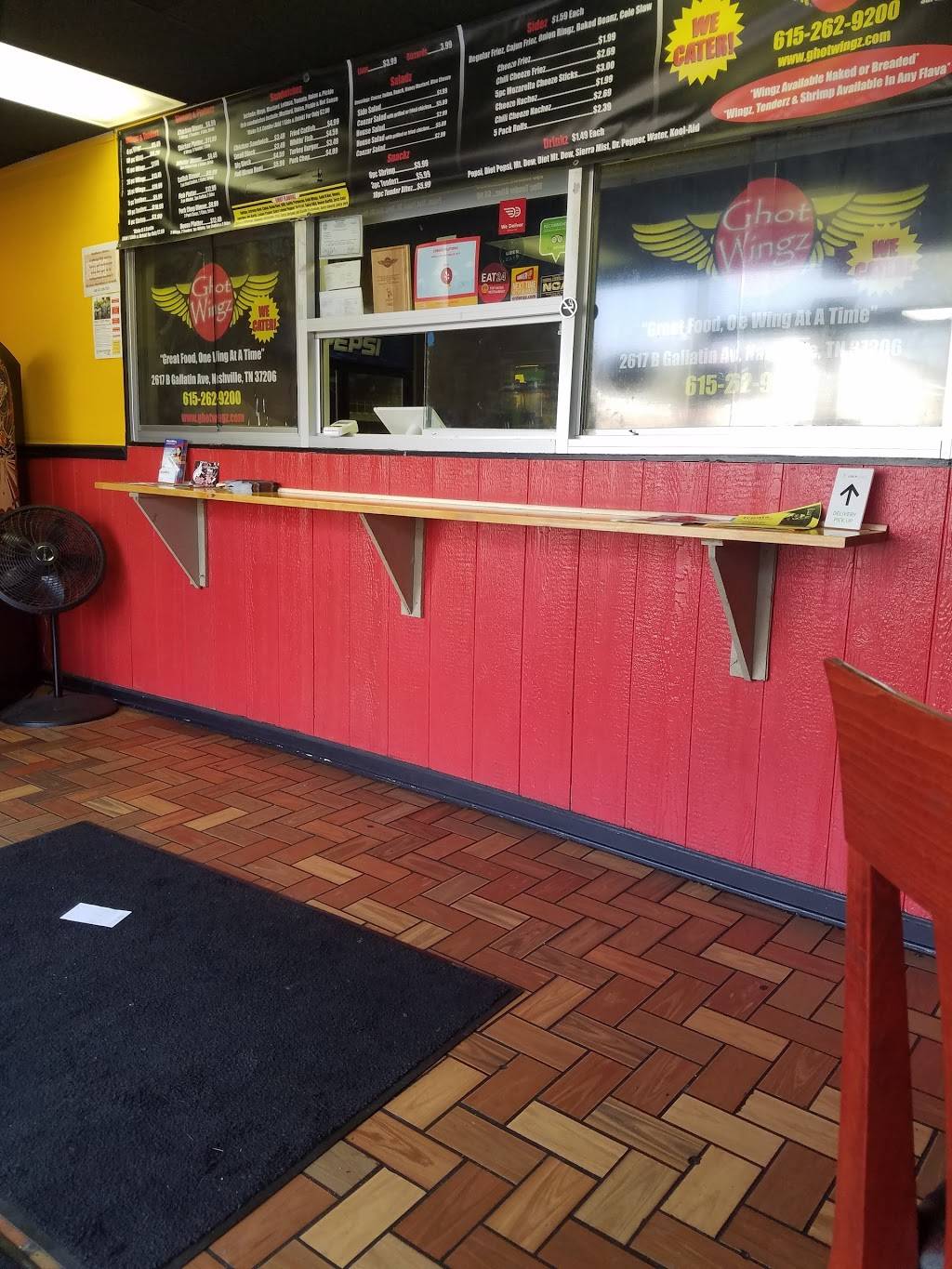 Ghot Wingz | restaurant | 2617 Gallatin Pike, Nashville, TN 37216, USA | 6152629200 OR +1 615-262-9200