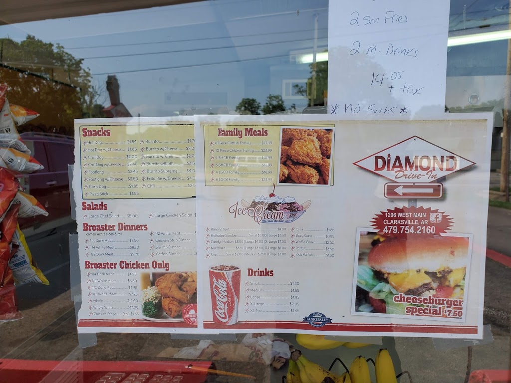 Diamond Drive In | restaurant | 1206 W Main St, Clarksville, AR 72830, USA | 4797542160 OR +1 479-754-2160