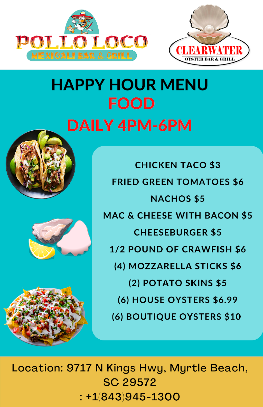 Pollo Loco Mexican Cantina | restaurant | 9717 N Kings Hwy, Myrtle Beach, SC 29572, USA | 8439451300 OR +1 843-945-1300