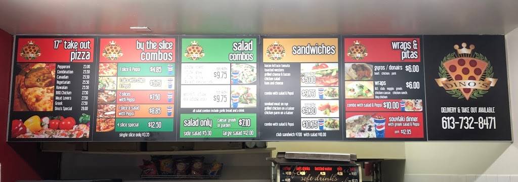 Dinos Pizza | restaurant | 1100 Pembroke St E, Pembroke, ON K8A 6Z3, Canada | 6137328471 OR +1 613-732-8471