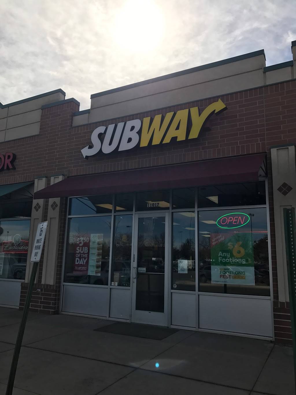 Subway | meal takeaway | 11017 S Parker Rd, Parker, CO 80134, USA | 3038419123 OR +1 303-841-9123