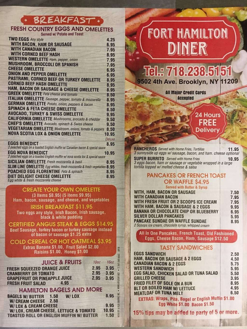 Fort Hamilton Diner | restaurant | 9502 4th Ave, Brooklyn, NY 11209, USA | 7182385151 OR +1 718-238-5151