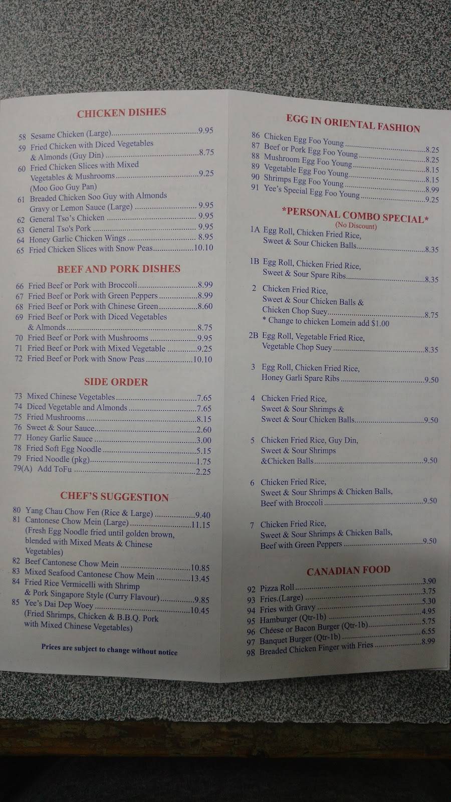 Yees Garden Chinese Foods | restaurant | 119 Parkhill Rd W, Peterborough, ON K9H 3G8, Canada | 7057433985 OR +1 705-743-3985