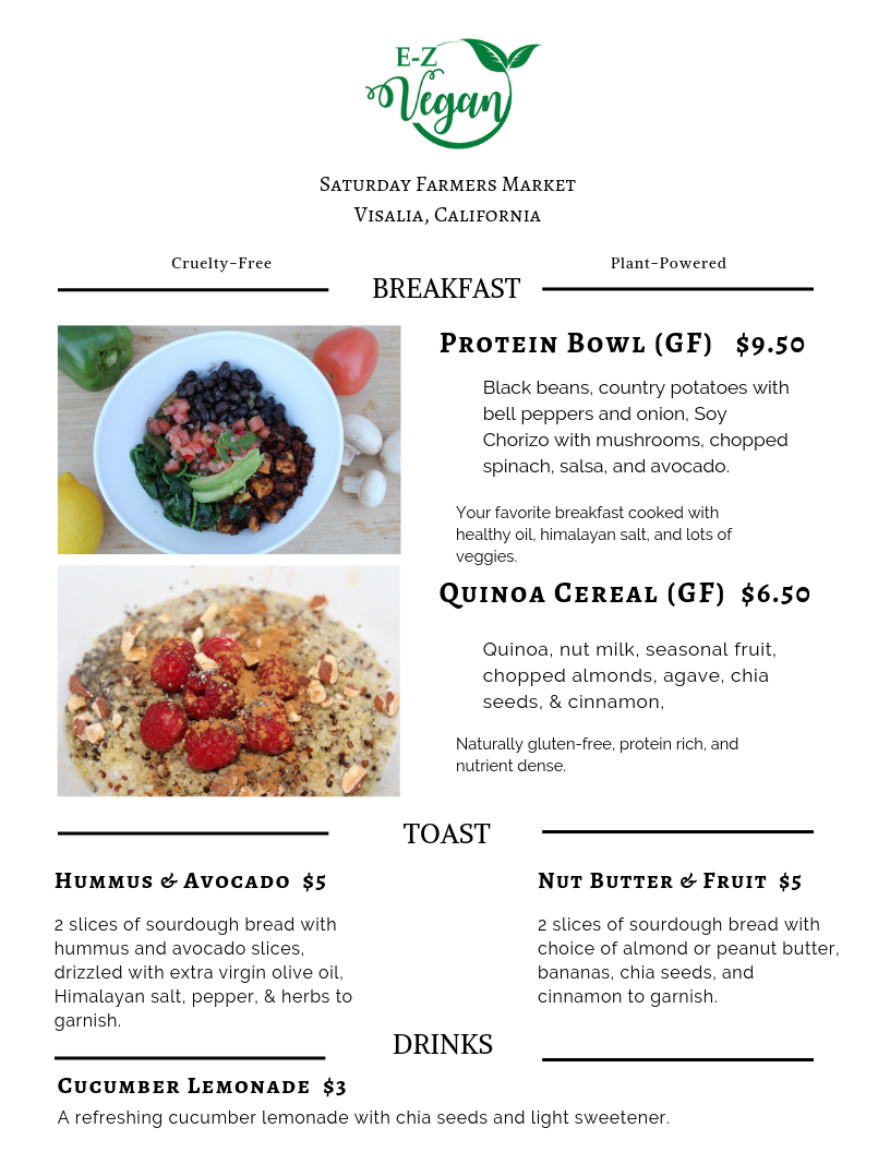 E-Z Vegan | restaurant | 2100 W Caldwell Ave, Visalia, CA 93277, USA | 5596236320 OR +1 559-623-6320