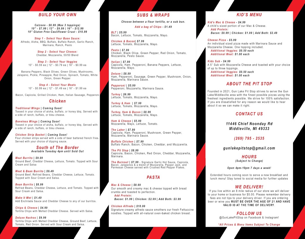 Gun Lake Pit Stop | meal delivery | 11446 Chief Noonday Rd, Middleville, MI 49333, USA | 2697952535 OR +1 269-795-2535