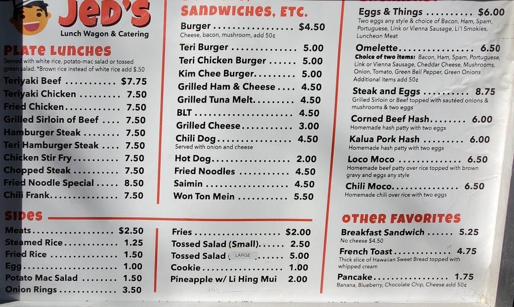 Jeds Lunchwagon | restaurant | 91-265 Hanua St, Kapolei, HI 96707, USA | 8082686562 OR +1 808-268-6562