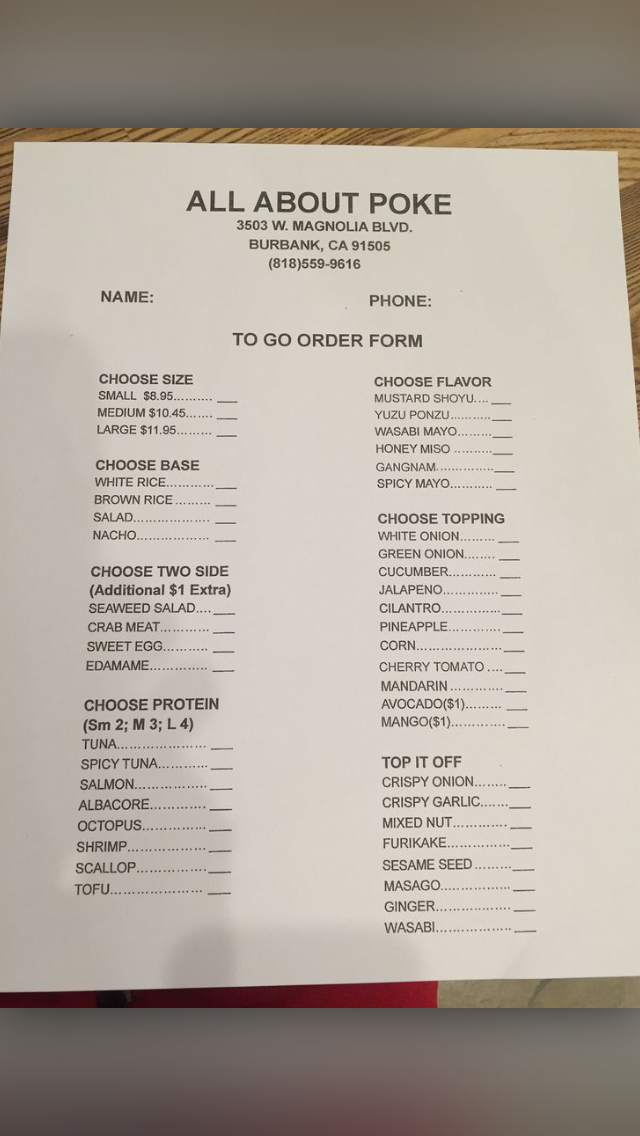 All About Poke | restaurant | 3503 W Magnolia Blvd, Burbank, CA 91505, USA | 8185599619 OR +1 818-559-9619