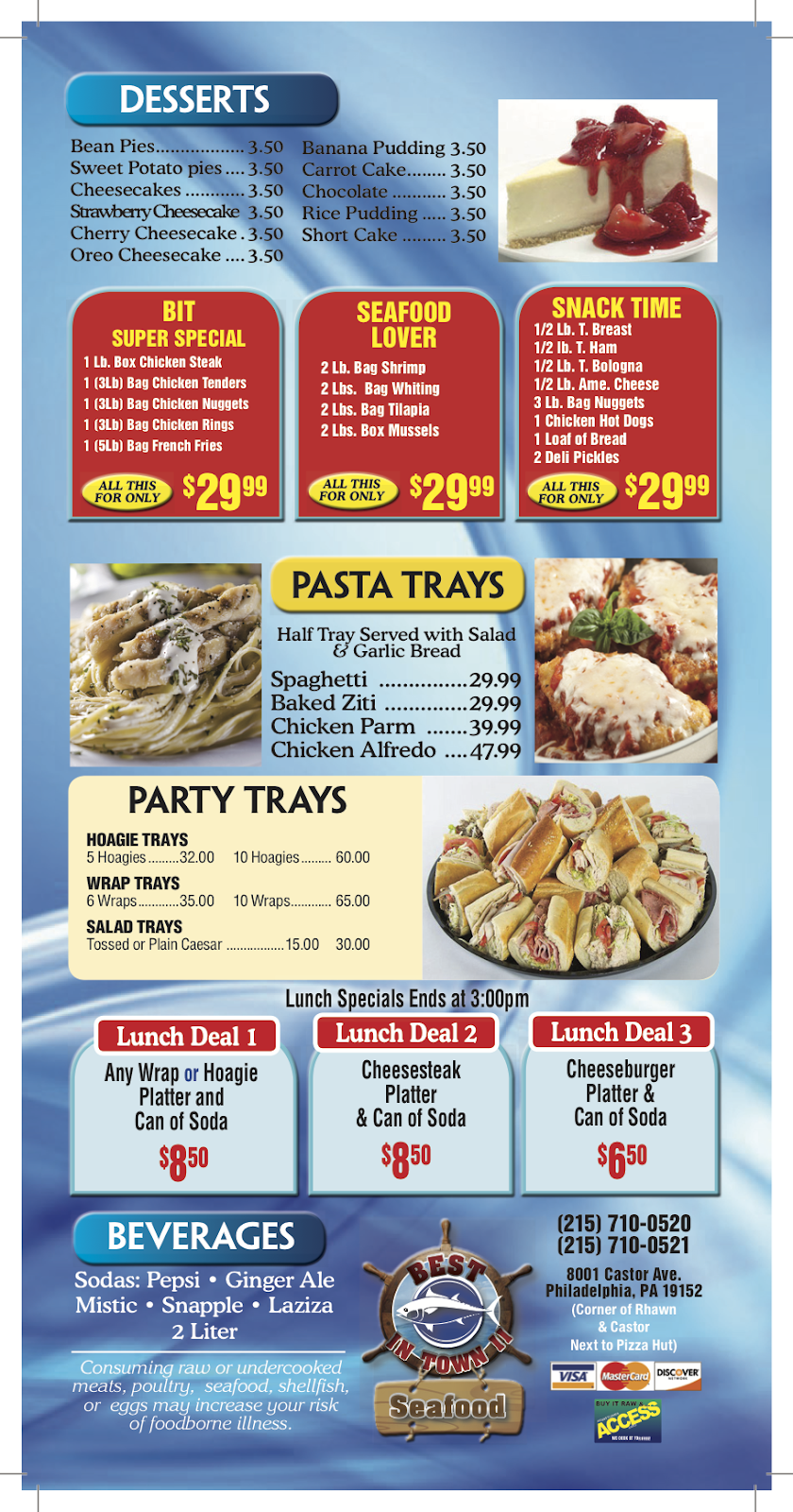 Best In Town Seafood | restaurant | 8001 Castor Ave, Philadelphia, PA 19152, USA | 2157100520 OR +1 215-710-0520