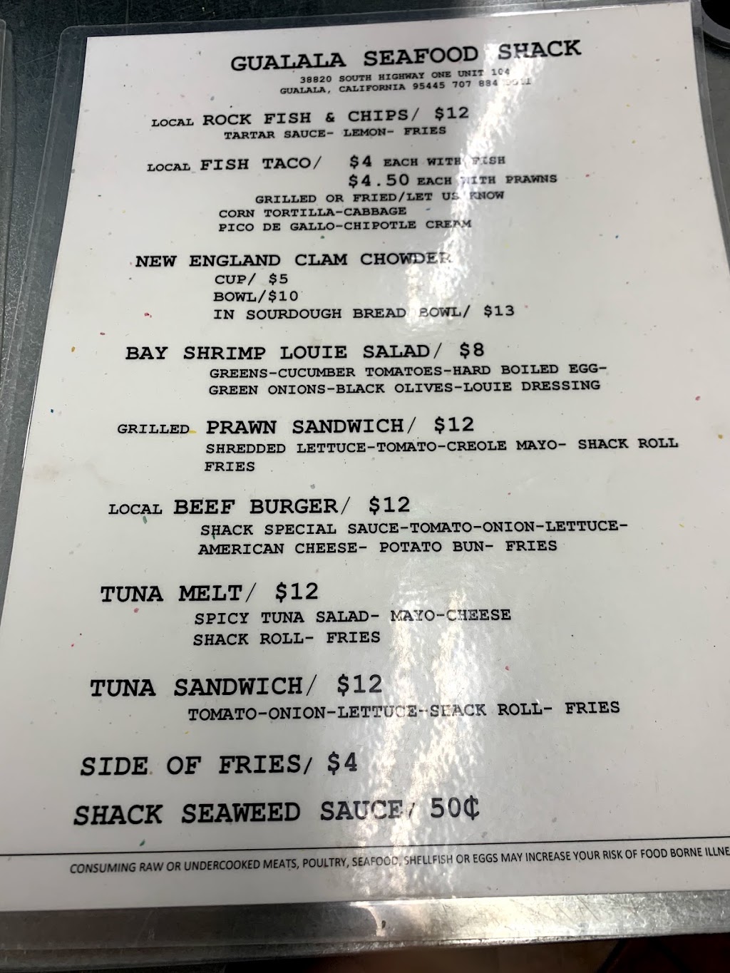 Gualala Seafood Shack | restaurant | 38820 S, CA-1 Unit 104, Gualala, CA 95445, USA | 7078849511 OR +1 707-884-9511