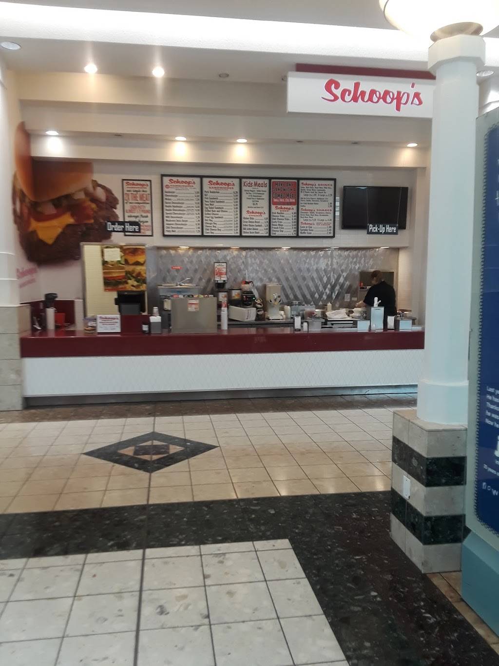 Schoops Hamburgers | meal takeaway | 2290 Southlake Mall, Merrillville, IN 46410, USA | 2197691307 OR +1 219-769-1307