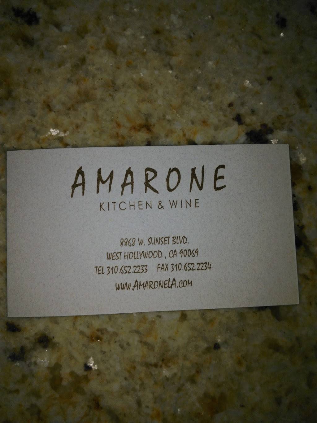 Amarone Kitchen & Wine | restaurant | 8868 Sunset Blvd, West Hollywood, CA 90069, USA | 3106522233 OR +1 310-652-2233