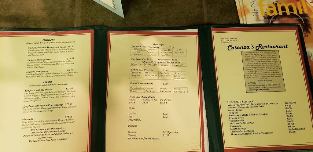 Cosenza | restaurant | 8001 Bear Creek Blvd, Bear Creek Village, PA 18702, USA | 5704729157 OR +1 570-472-9157