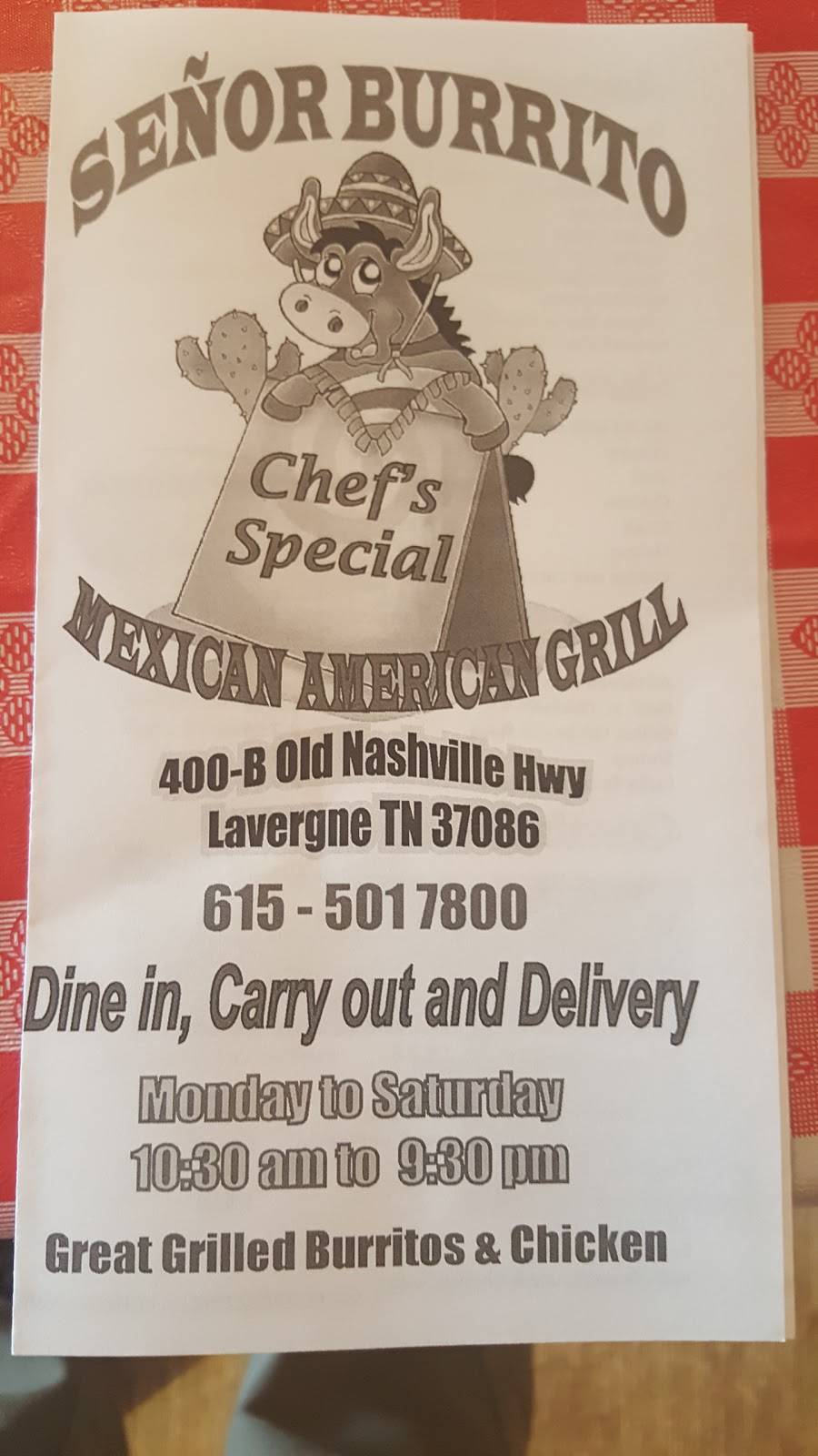 Señor Burrito | restaurant | 400 Old Nashville Hwy B, La Vergne, TN 37086, USA | 6155017800 OR +1 615-501-7800