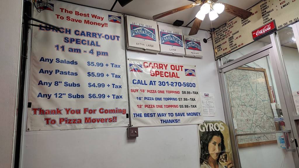 Pizza Movers | restaurant | 6901 Laurel Ave, Takoma Park, MD 20912, USA | 3012705600 OR +1 301-270-5600