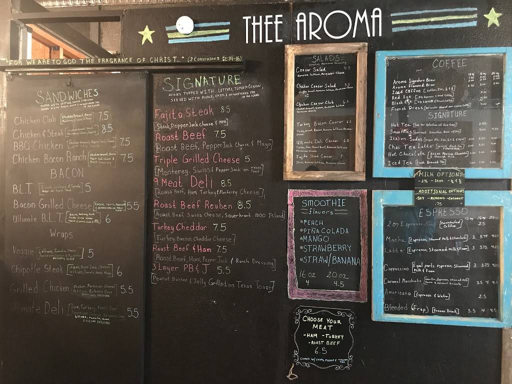 Thee Aroma Sandwich Salad and Espresso Bar | restaurant | 106 W James St, Blue Ridge, TX 75424, USA | 4696678664 OR +1 469-667-8664