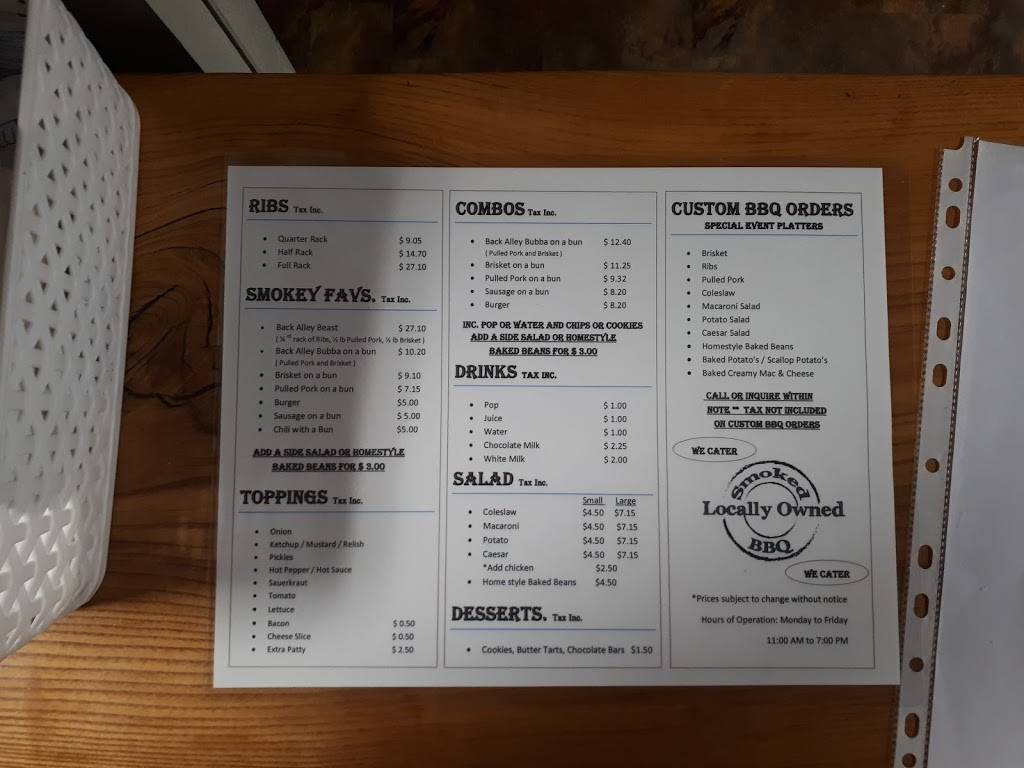 Back Alley BBQ | restaurant | Havelock, ON K0L 1Z0, Canada | 7057604664 OR +1 705-760-4664