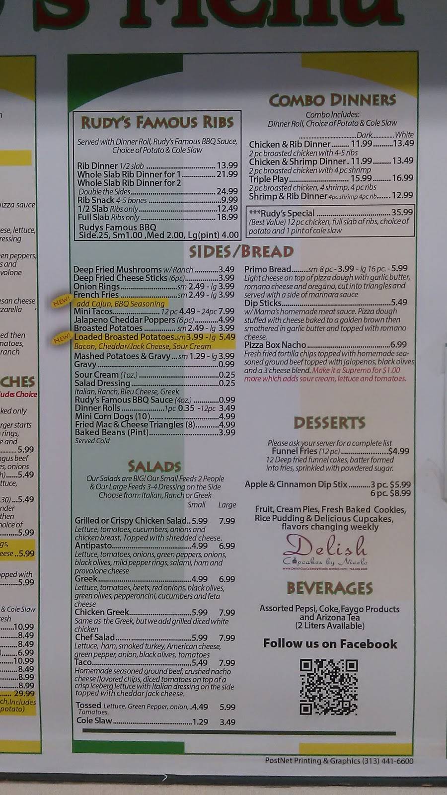 Rudys Broasted Chicken & Rib (Primos) | restaurant | 8237 Allen Rd, Allen Park, MI 48101, USA | 3133817839 OR +1 313-381-7839