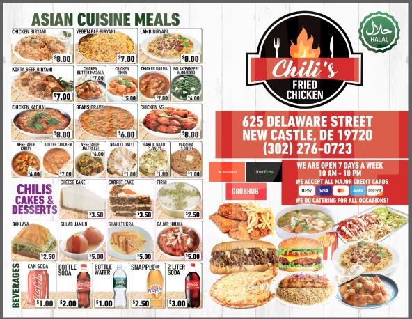 Chilis fried chicken | restaurant | 625 Delaware St, New Castle, DE 19720, USA | 3022760723 OR +1 302-276-0723