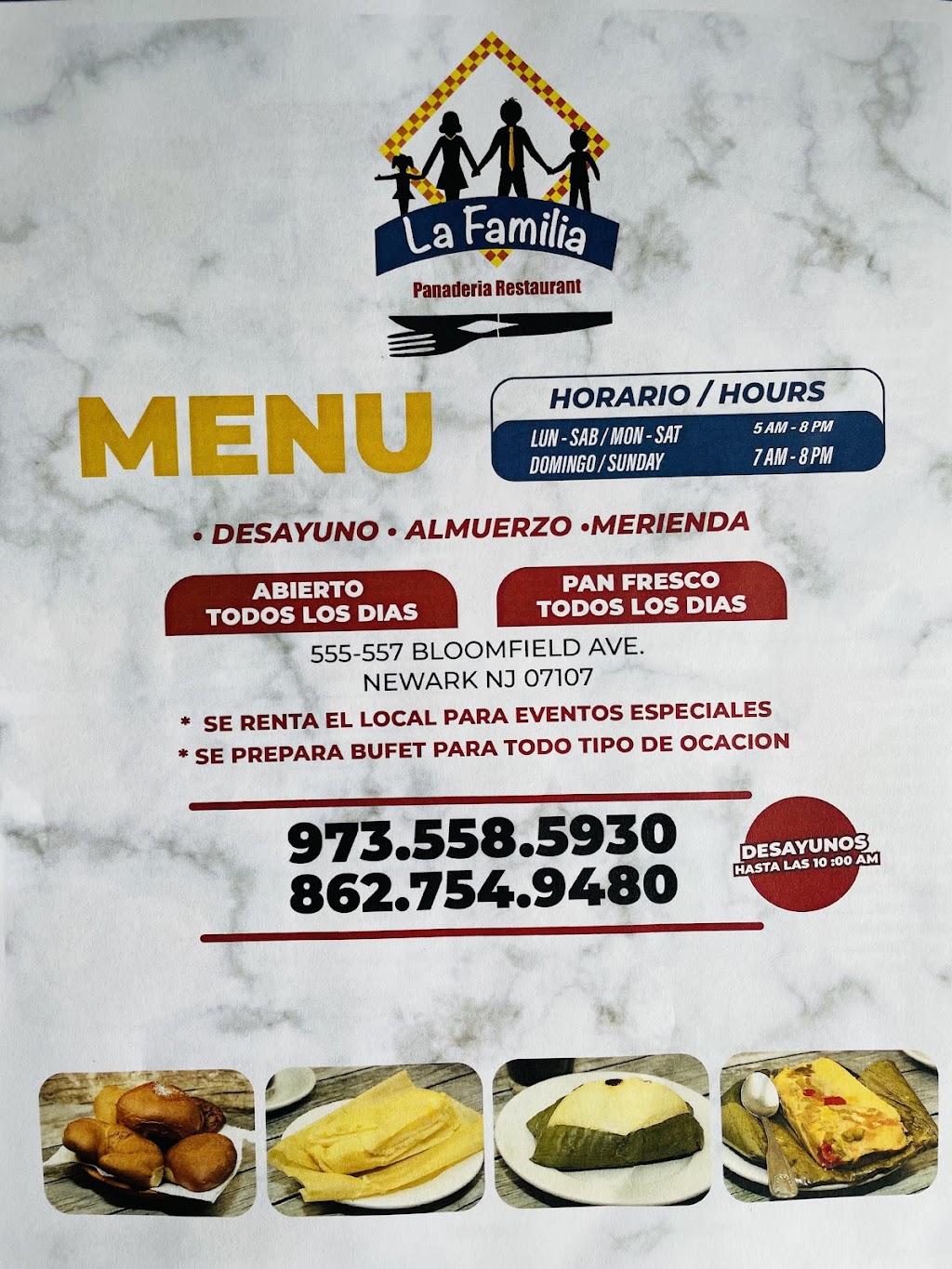 La Familia Panadería Restaurante | bakery | 555 Bloomfield Ave, Newark, NJ 07107, USA | 9735585930 OR +1 973-558-5930