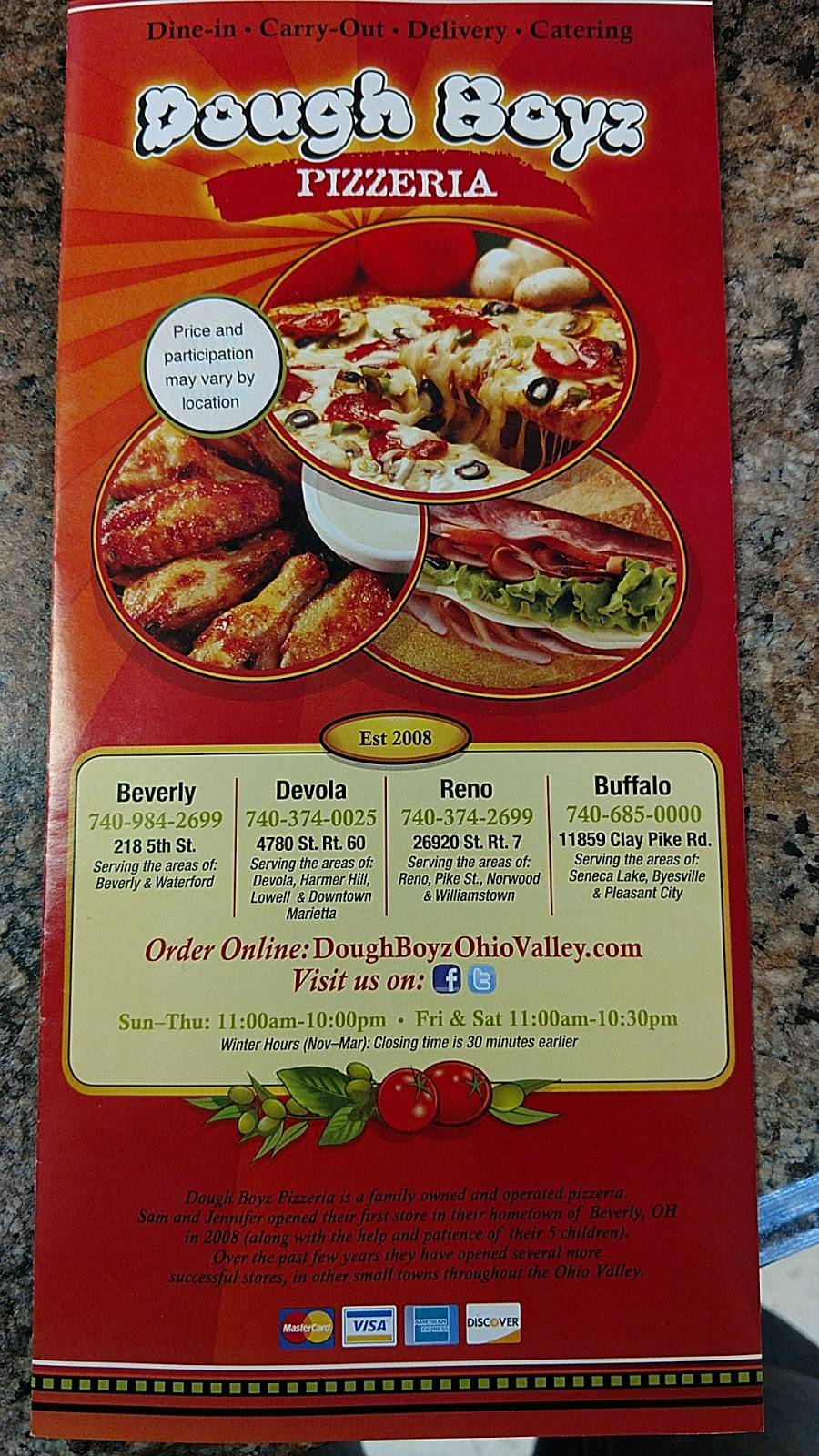 Dough Boyz Pizzeria | meal takeaway | 26920 OH-7, Marietta, OH 45750, USA | 7403742699 OR +1 740-374-2699