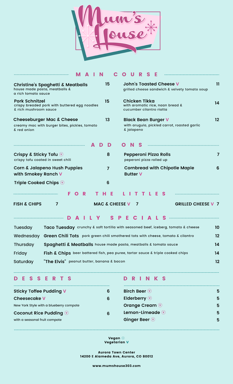 Mums House | restaurant | 14200 E Alameda Ave #1039B, Aurora, CO 80012, USA | 9709301755 OR +1 970-930-1755