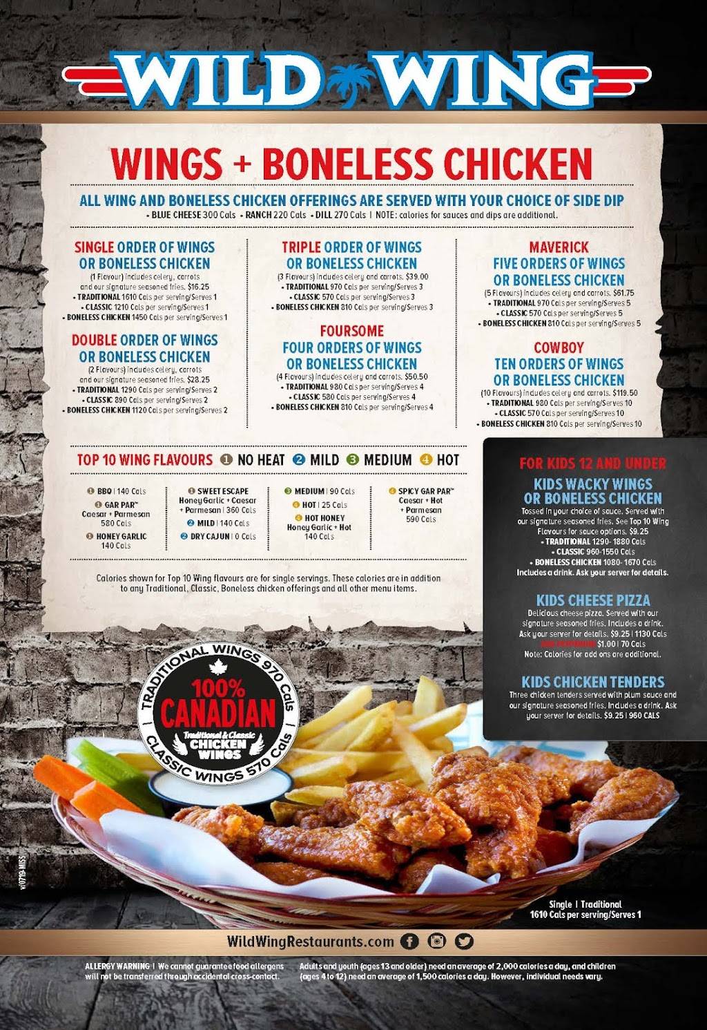 Wild Wing | restaurant | 3360 Wolfedale Rd, Mississauga, ON L5C 1W4, Canada | 9053661057 OR +1 905-366-1057