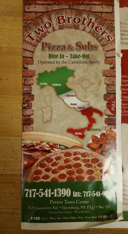 Two Brothers Pizza | restaurant | 5125 Jonestown Rd #157, Harrisburg, PA 17112, USA | 7175411390 OR +1 717-541-1390