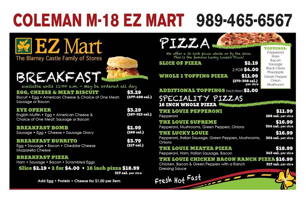 Coleman M18 EZ Mart | meal takeaway | 4993 M-18, Coleman, MI 48618, USA | 9894656567 OR +1 989-465-6567